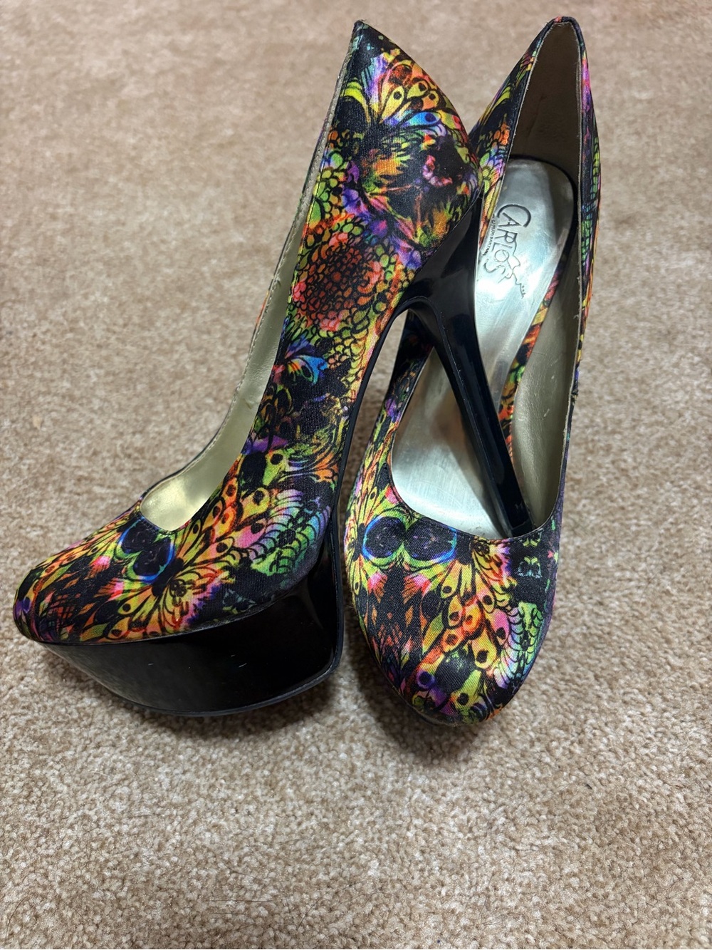 Carlos by Carlos Santana Multicolor Floral Platform Stiletto Heels
